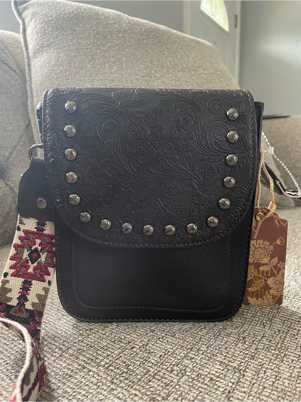 Sam & Hadley Vegan Crossbody Small Dark Brown